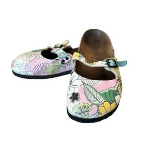 Birkis by Birkenstock Maria Retro Tropical Floral Mary Jane Mules Size 38 W7